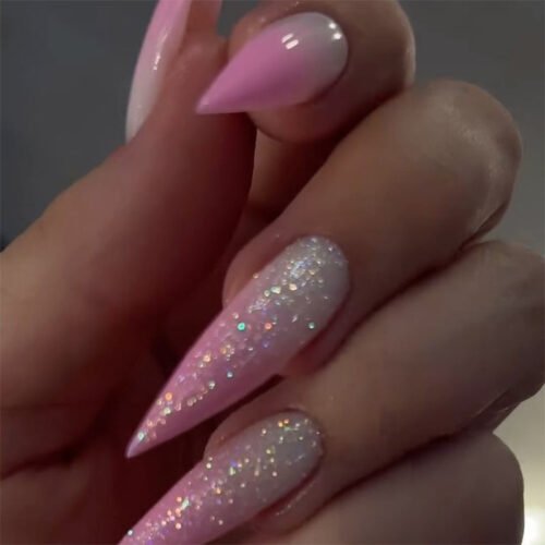 JP3589-💘 Pink Ombré Stiletto Press-Ons | Where Salon Glam Meets Savage Confidence!