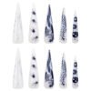 JP3499-🖤 Chrome Silver Flame & Croc Stiletto Press-Ons | Your Nails Just Went Supernova.​