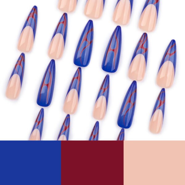 JP3510-🔥 Blue French Flame Stiletto Press-Ons | Salon-Level Drama, Zero Commitment!
