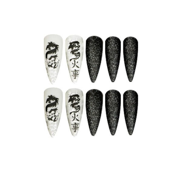 O1CN01fscAlC2NGHfCMB7As_!!4234819935-0-cib JP1584-🐉 Dragon Text Noir Press-Ons: Where Gothic Script Meets Obsidian Scale Armor