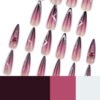 JP3475-Blood Moon Stiletto Press Ons: Obsidian Ombré ✦ Crushed Diamond Venom​​ 💎 Make Salons Bleed Envy!