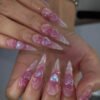 JP3244-Billion Dollar Baby Press Ons: Crushed Diamond Hearts ✦ Cloud Pink Ombré​​ ✨ Salon Hearts Break!