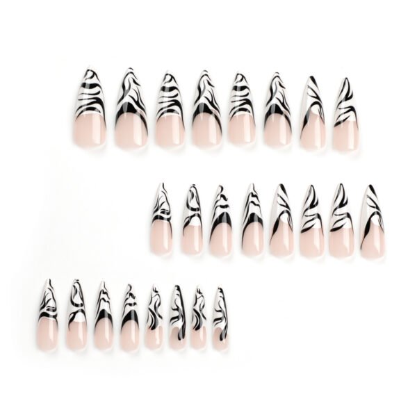 O1CN01mjaqkL2NGHnJm0xu0_!!4234819935-0-cib JP2820-⚫️⚪️ Graphic Stripe Stiletto Press-Ons: Rebel Elegance in 5 Minutes