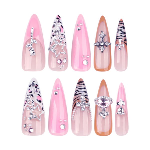 O1CN01muFzye2NGHy64d90e_!!4234819935-0-cib JP3849-🖤 Leopard & Zebra French Stiletto Press-Ons w/ Star Chains | Unleash Your Wild Side.