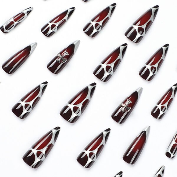 O1CN01p3AlnZ2NGHhZgkZCP_!!4234819935-0-cib JP2052-⛓️ Silver Chrome Cross Stiletto Press-Ons | Gothic Glam, Zero Chains to Salons.