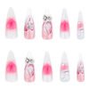 JP3512-Rebel Bow Press Ons: Molten Metal 3D Hearts ✦ Blood Ombré Stilettos​​ ⛓️ Salons Can't Contain This!