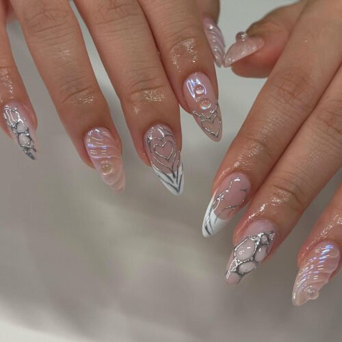 JP2786-Hydrodynamic Wave Almonds: Salon-Defying 3D French Tips​​ (Vogue UK: "The Haute Hydraulics Revolution")