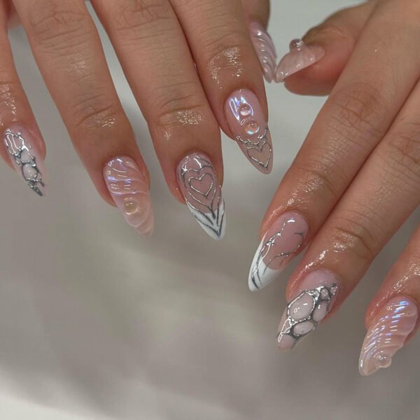 JP2786-Hydrodynamic Wave Almonds: Salon-Defying 3D French Tips​​ (Vogue UK: "The Haute Hydraulics Revolution")