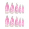 JP2954-​Irresistible 3D Pink French Stiletto Press-Ons with Hearts | Salon Glam in Minutes!​