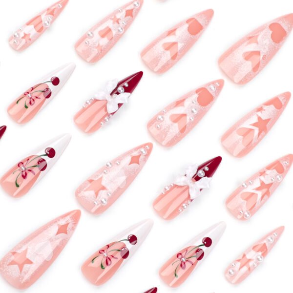 O1CN01u4Dn5G2NGHsjDVPq5_!!4234819935-0-cib JP3392-Strawberry Vixen Press Ons: XXL Stiletto w/ 3D Bows & Constellation Charms ✨ Love At First Tap!