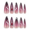 JP3475-Blood Moon Stiletto Press Ons: Obsidian Ombré ✦ Crushed Diamond Venom​​ 💎 Make Salons Bleed Envy!