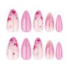 JP3848-💖 Cardiogram Glam: Surgical Pink Almonds w/ Diamond Heart Artillery​​ (Vogue Business: "Haute Hemodynamics for the Scalpel Socialite")