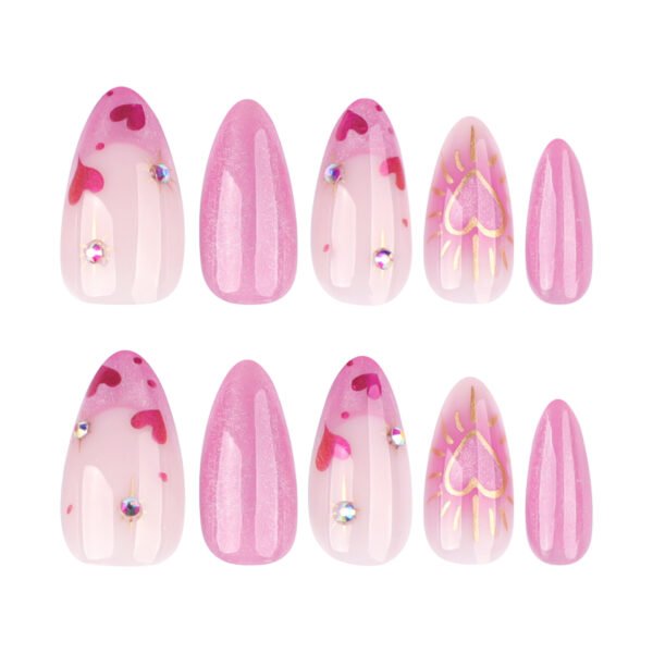 O1CN01vKnuFQ2NGHyQcwIt4_!!4234819935-0-cib JP3848-💖 Cardiogram Glam: Surgical Pink Almonds w/ Diamond Heart Artillery (Vogue Business: "Haute Hemodynamics for the Scalpel Socialite")