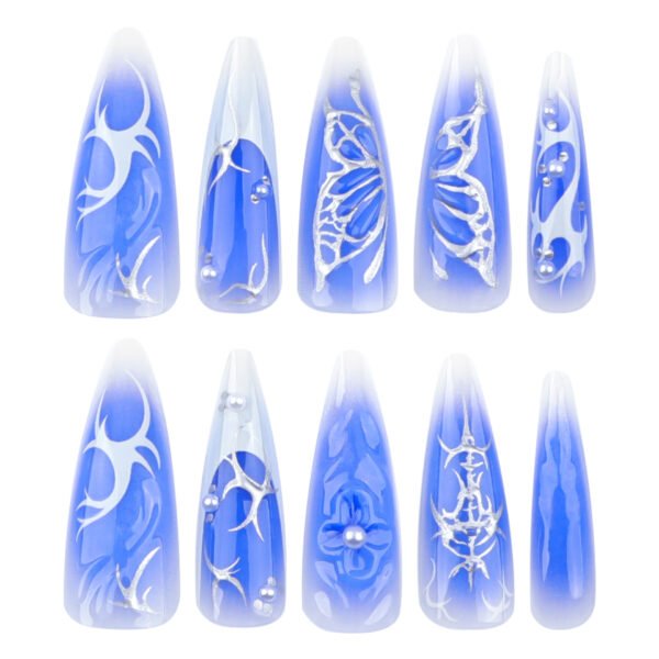 O1CN01vRLjq72NGHuprjHiO_!!4234819935-0-cib JP3511-🦋 Midnight Garden Stiletto Press-Ons: Where French Tips Dance with Silver Wings