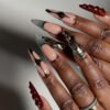 JP3523-💿 Y2K Chrome Punk Stiletto Press-Ons | Salon Futurism Without the Fumes.​