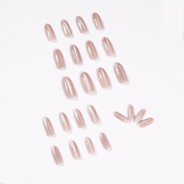JP892-🍁 Timeless Amber Elegance: Crystal Cat Eye Almond French Tips