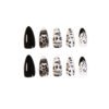 JP944-Claim Your Dark Elegance: Reusable French Stiletto Press-Ons with Skull Art | Salon-Level Goth Nails, Zero Commitment