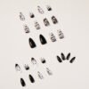 JP944-Claim Your Dark Elegance: Reusable French Stiletto Press-Ons with Skull Art | Salon-Level Goth Nails, Zero Commitment