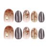GN043-Your Winter Whisper: Reusable Leopard Ombré French Tips w/ Cat Eye ✨ (Short & Chic)