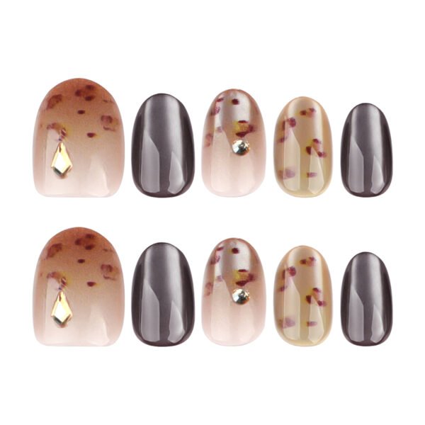 GN043-Your Winter Whisper: Reusable Leopard Ombré French Tips w/ Cat Eye ✨ (Short & Chic)