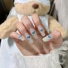 JP1056-✨ Ocean Pearl Ballet Press-Ons: Waterproof French Perfection with Sapphire Hearts​​  For Timeless Romantics, Busy Visionaries & Ballet Dreamers – Luxe Nails in 90 Seconds, Not 3 Hours