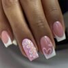 JP3772-Spring French Florals: Joyful Nails That Kiss Time & Worries Goodbye (Reusable + Waterproof) ​​Salon-Quality Bloom & Hearts, Minus the Salon Headaches​