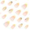 JP3938-Sunny Blooms Reusable Press On Nails: Effortless French Manicure with Floral Charm​​ Short Almond Yellow Nails - Waterproof & Salon Quality Without the Salon Visit