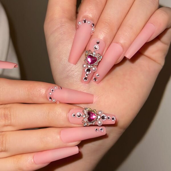 O1CN011Efr7D2NGHfgjOKpl_!!4234819935-0-cib JP1699-Indulge in Effortless Luxury: Long Reusable Coffin False Nails French Tip (Nude Pink, Pearls, Diamonds)