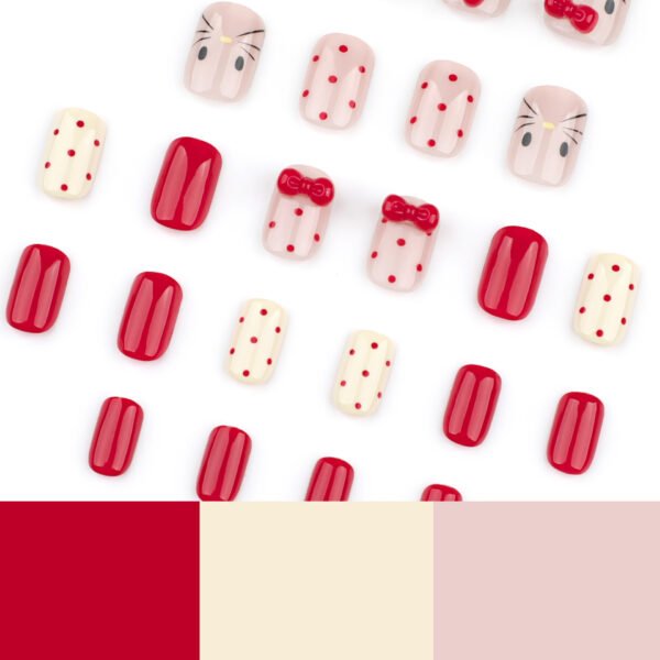 O1CN011GqFTM2NGHvoNZaYd_!!4234819935-0-cib JP3597-Sweet Whiskers & Bows: Cozy French Press-Ons for Fall/Winter Autumn French Tip Press Ons | Cat Print Red Bows Reusable Nails