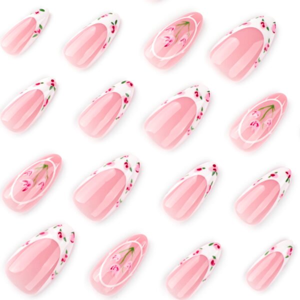 O1CN011TTdnw2NGHyBp2aSN_!!4234819935-0-cib JP3784-Provençal Almond Press Ons | Tulip French Manicure - Reusable Spring Nails (Waterproof Short) Subtitle: Bloom Where You're Planted 💐 Salon-Grade Garden Elegance in 8 Minutes Flat (Hero Image: Soft light on short almond nails w/ tulip art beside freshly-cut garden tulips + vanilla latte)