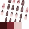 JP3741-Pearl Mermaid Ballet Press-Ons: Luxe Short Almond French Nails with Bows | Reusable & Waterproof