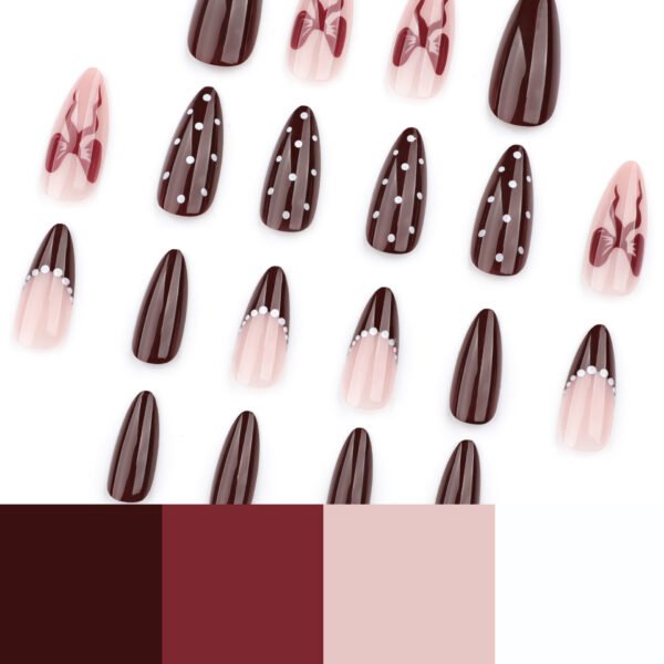 O1CN011ZUk5L2NGHwiQpYiJ_!!4234819935-0-cib JP3741-Pearl Mermaid Ballet Press-Ons: Luxe Short Almond French Nails with Bows | Reusable & Waterproof