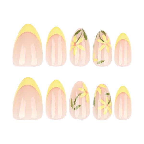 O1CN01218zUI2NGHyKSR0Dv_!!4234819935-0-cib JP3938-Sunny Blooms Reusable Press On Nails: Effortless French Manicure with Floral Charm Short Almond Yellow Nails - Waterproof & Salon Quality Without the Salon Visit