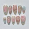JP3918-Secret Garden Almonds: Monet-Style Press-Ons | Paint Your Passion, Skip Salon Chains ​​Tired of Salon Predictability? Wear Art Gallery Elegance.​