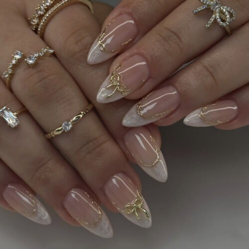 JP3924-Cloud Marble Almonds: Reusable Watercolor French Press-Ons | Effortless Luxury, Salon-Free ​​Salon Whites Gone Yellow? Meet Eternal Elegance.​