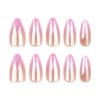 JP3494-Effortless Elegance: Reusable French Almond Nails w/ 3D Blossoms (Salon Look, Zero Commitment!)