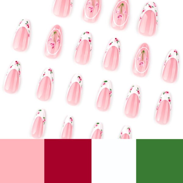O1CN012WurlA2NGHyD7pOYq_!!4234819935-0-cib JP3784-Provençal Almond Press Ons | Tulip French Manicure - Reusable Spring Nails (Waterproof Short) Subtitle: Bloom Where You're Planted 💐 Salon-Grade Garden Elegance in 8 Minutes Flat (Hero Image: Soft light on short almond nails w/ tulip art beside freshly-cut garden tulips + vanilla latte)