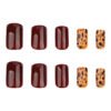 JP3603-Maillard Fall Press On Nails: Burgundy, Leopard & Square French Tips - Reusable Luxury ​​Embrace Autumn’s Edge: Salon-Worthy Style in Minutes, Not Hours.​