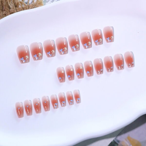 JL0691-Blush & Whispers: Short French Tips with Tiny Hearts (Reusable & Waterproof)