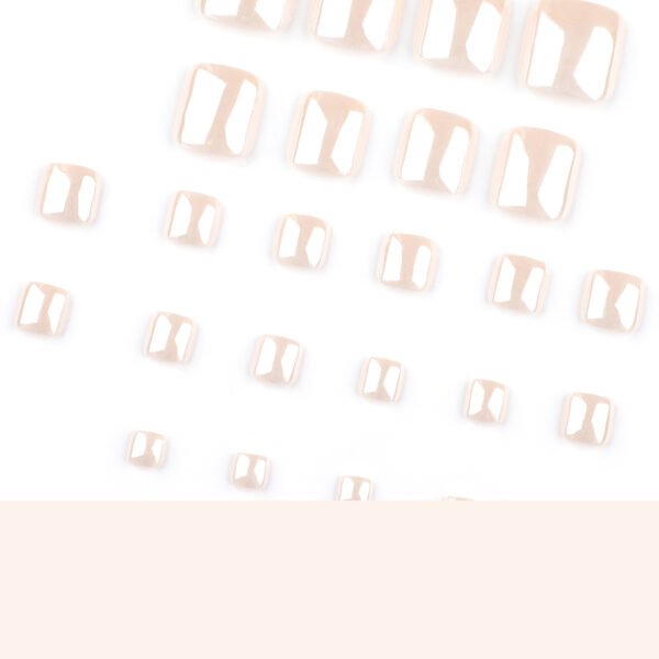 JP3705-​Barefoot Luxury: Reusable Pearl French Tip Toenails for Salon-Free Sophistication​