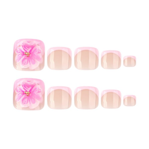 JP3814-Effortless French Toe Nails with 3D Flowers | Reusable Summer Pedicure Kit​