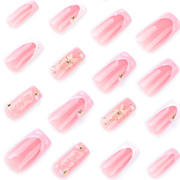 JP3778-Captivating French Waves: Sculpted 3D Floral Press-On Nails | Waterproof & Reusable Salon Dupe ​​Runway-Ready Hands in 90 Seconds: Where Artistry Meets Resilience​