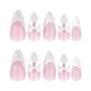 JP3742-French Almond Bow Nails | 3D White Bow Press Ons | Reusable Salon-Grade Manicure​