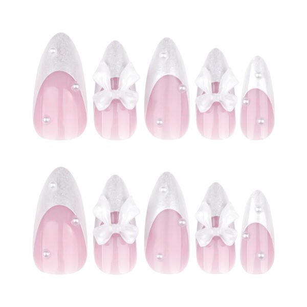 O1CN013ju9Qi2NGHxFtXy0Y_!!4234819935-0-cib JP3742-French Almond Bow Nails | 3D White Bow Press Ons | Reusable Salon-Grade Manicure