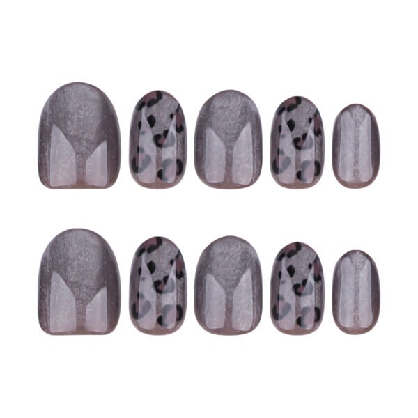 GN044-🐆 Smoky Leopard French Tips: Library Villainess Toes ✨ (Reusable, Short & Savage)