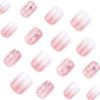JP3834-Summer Minimalist Magic: Effortless Gradient & Floral Square Nails (Reusable & Waterproof)