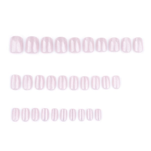 JP3730-💗 Ballet-Ready Radiance in Minutes: Pink French Cat Eye Press-Ons!