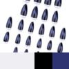 JP3566-🌌 ​​Event Horizon Almonds: Icy Hoop French Tips on Spilled-Ink Velvet​​ ✨ Reusable • Waterproof • Office-to-Rave Pro