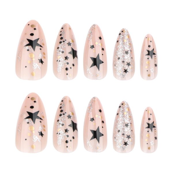O1CN015Nh3u82NGHwrjlOme_!!4234819935-0-cib JP3748-Galaxy Rebel Almond Press-Ons: Reusable Black Star Nails with Diamond Glitter | Waterproof + Lightning-Fast