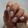 JP3489-Sophisticated Chinese Floral Press On Nails - Reusable Short Square French Tips ​​Bring Tranquil Beauty to Your Fingertips. Salon-Grade Elegance, Zero Commitment.​